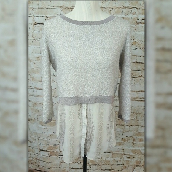 Elie Tahari Boucher Mock Layered Sweater Beige - Picture 4 of 8